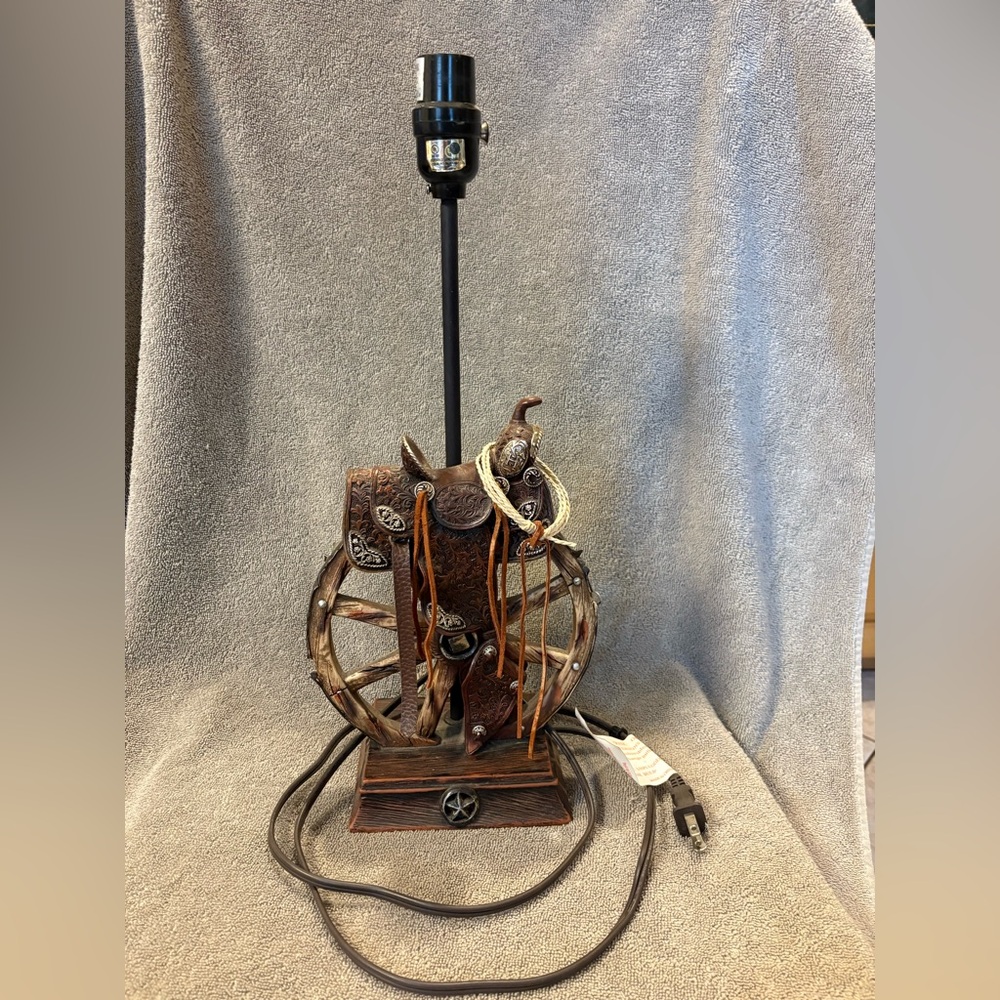Western Theme Saddle Lamp, Home Decor